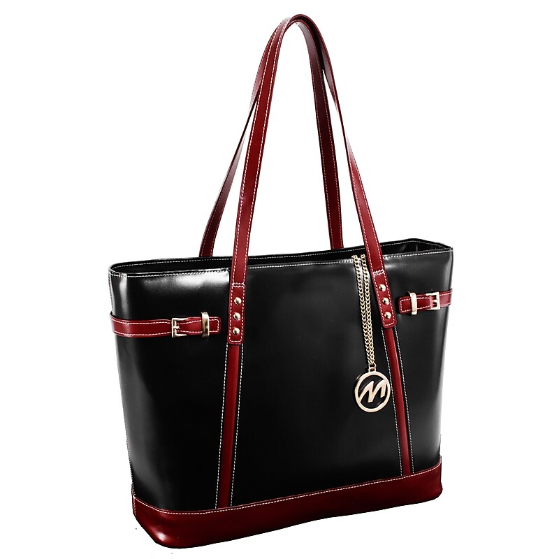 McKlein M Series Serafina Black Leather Tote with Tablet Pocket (97565) image 1