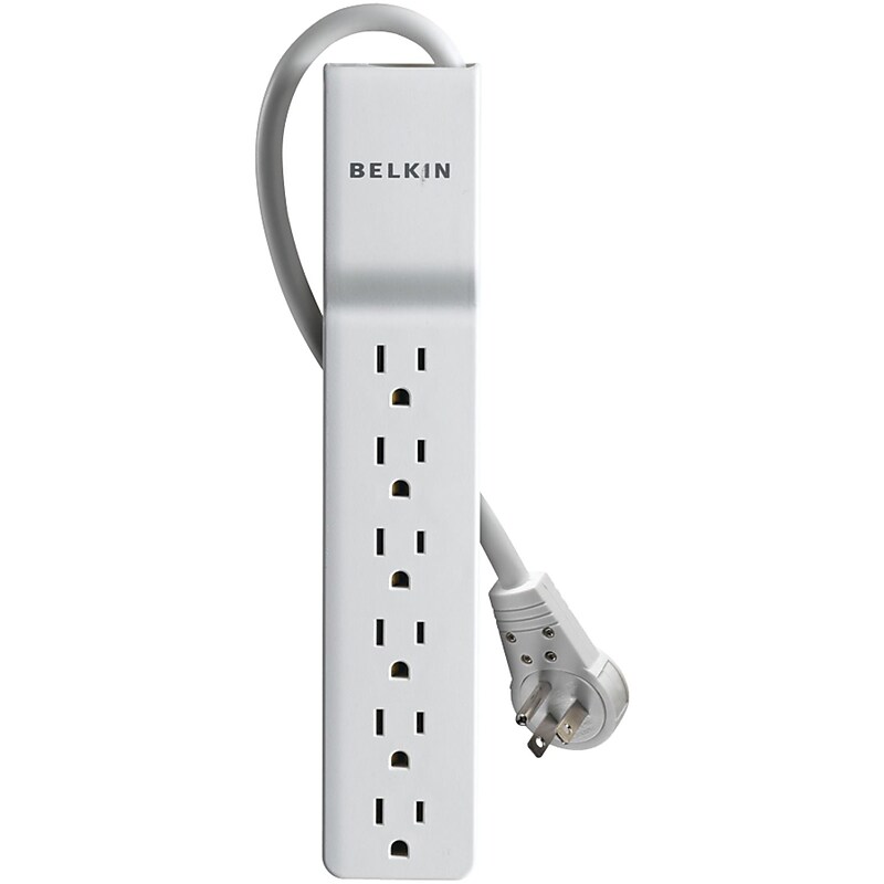 Belkin 6-Outlet Surge Protector, 6', White (BE106000-06R) image 1