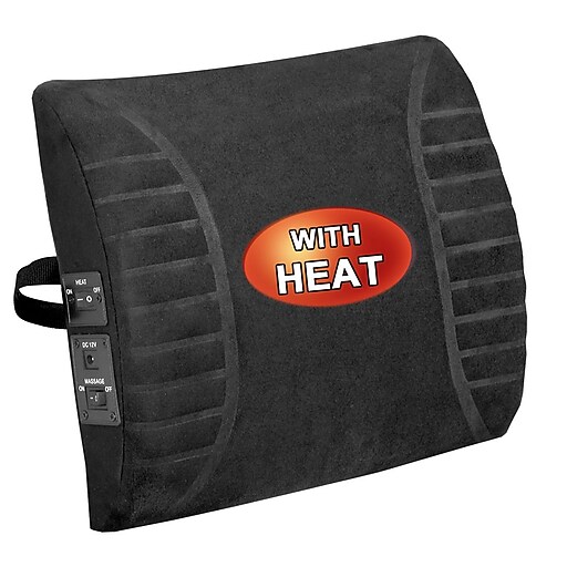 Comfort® Massaging Lumbar Back Support Cushion with Heat Staples