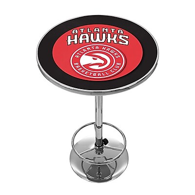 Trademark Global 27.37 Solid Wood\/Chrome Pub Table, Blue, Atlanta Hawks NBA