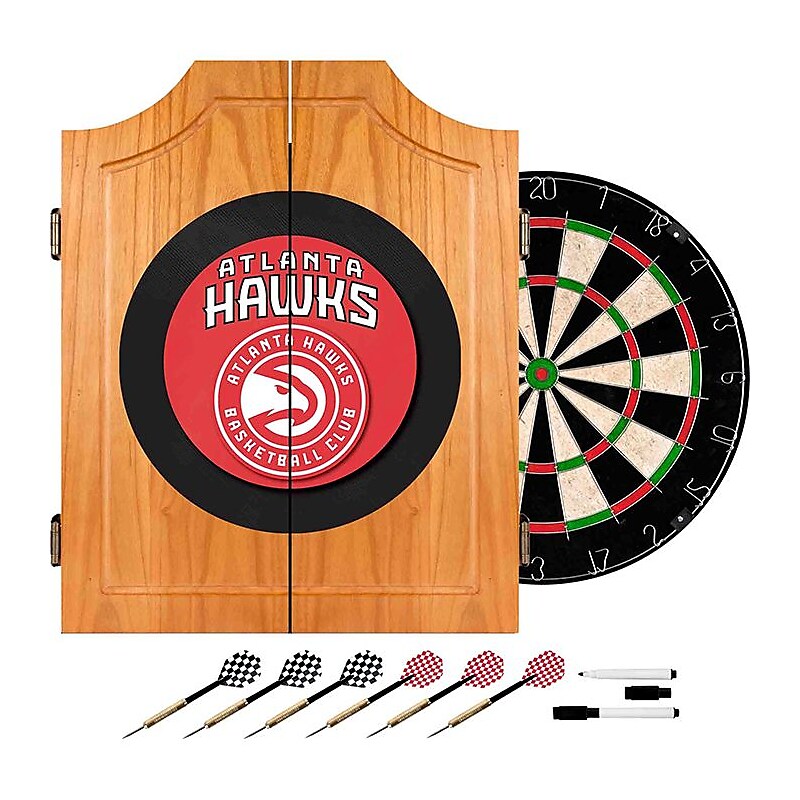 Trademark Global® Solid Pine Dart Cabinet Set, Atlanta Hawks NBA image 1