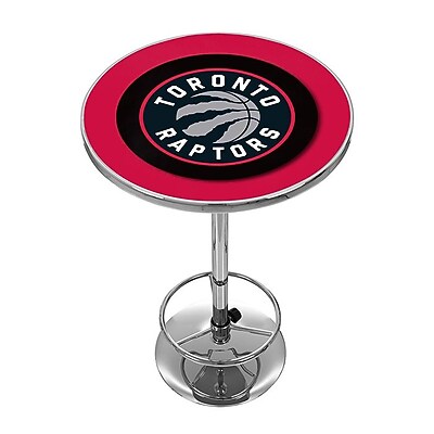 Trademark Global 27.37 Solid Wood\/Chrome Pub Table, Black, Toronto Raptors NBA
