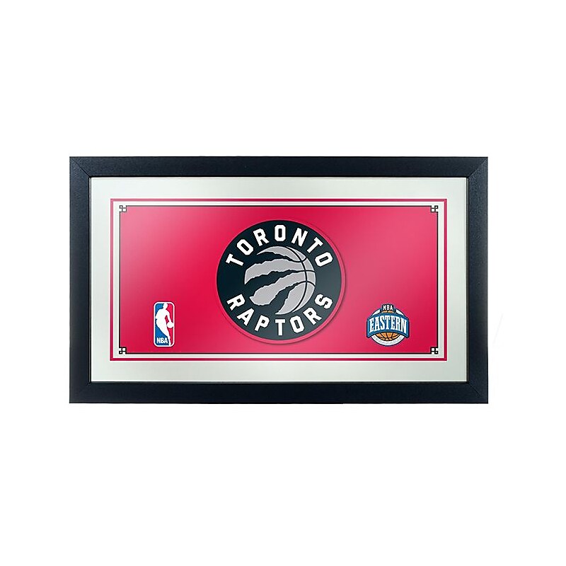 Trademark Global® 15" x 27" Black Wood Framed Mirror, Toronto Raptors NBA image 1