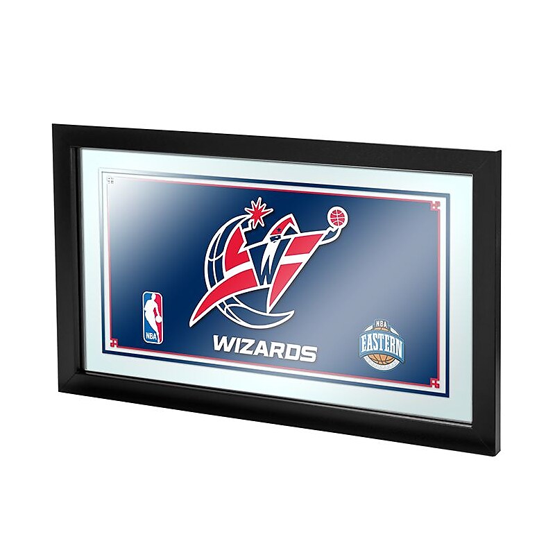 Trademark Global® 15" x 27" Black Wood Framed Mirror, Washington Wizards NBA image 1