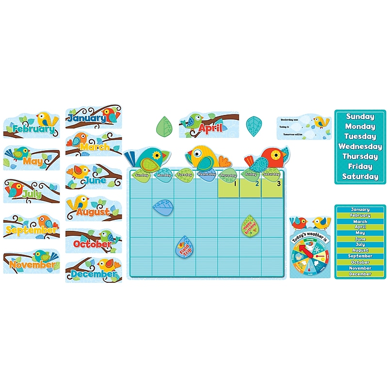 Carson-Dellosa™ 78 Piece Boho Birds Calendar Bulletin Board Set, Grades PreK - 3 image 1