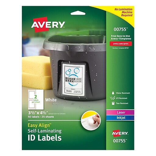 Shop Staples For Easy Align TM Self Laminating ID Labels 00755 3 1 2 X 4 1 2 Pack Of 50