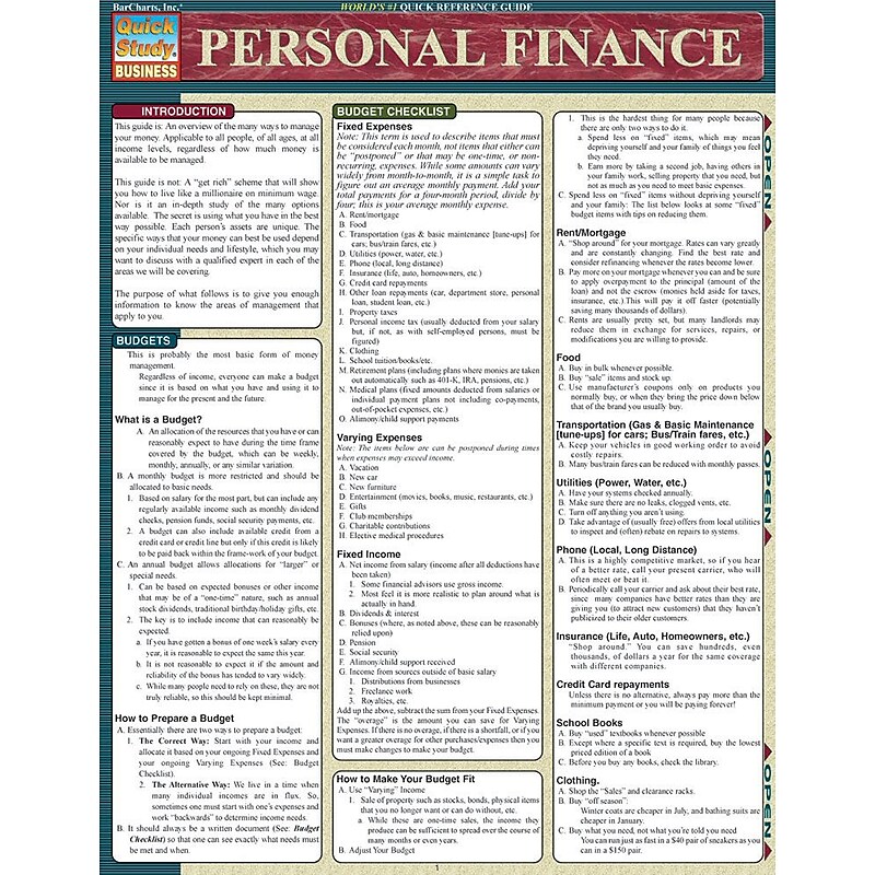 BarCharts, Inc. QuickStudy® Personal Finance Reference Set (9781423231424) image 1