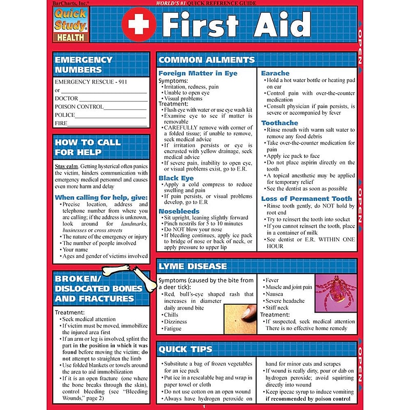 QuickStudy Laminated First Aid & CPR Reference Set , 8.5" x 11" (9781423227595) image 1