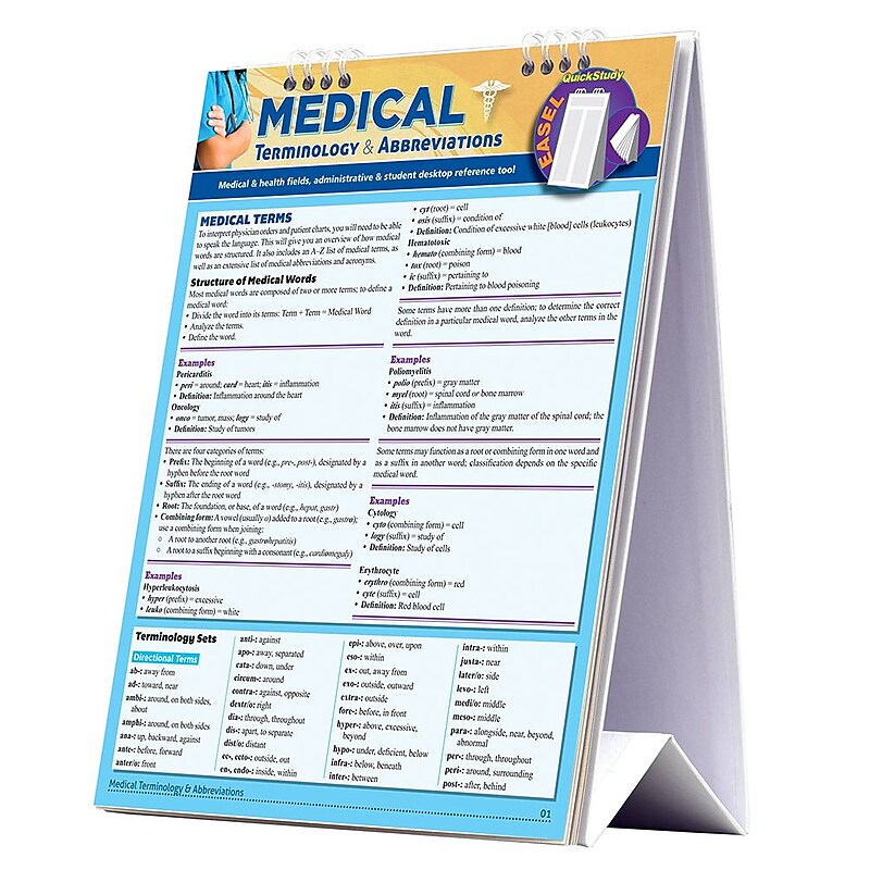 BarCharts, Inc. QuickStudy® Medical Terminology Reference Easel Reference Set (9781423230526) image 1