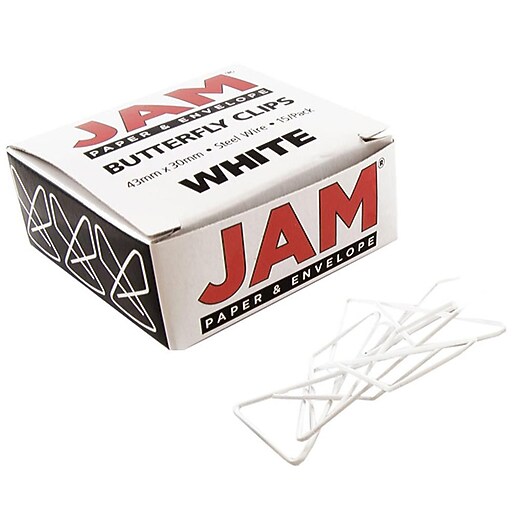 JAM Paper® Colorful Butterfly Paper Clips, White Paperclips, 15/Pack