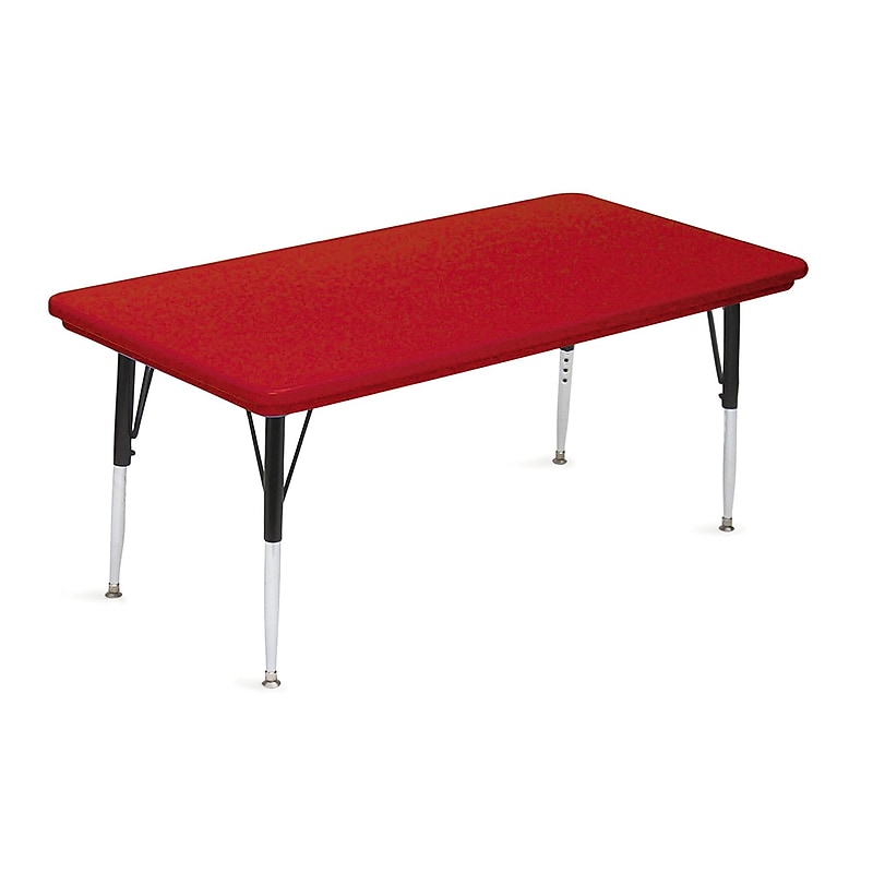 Correll Blow-Molded Plastic Top Rectangular Activity Table, 72" x 30", Red/Black (AR3072REC-25) image 1