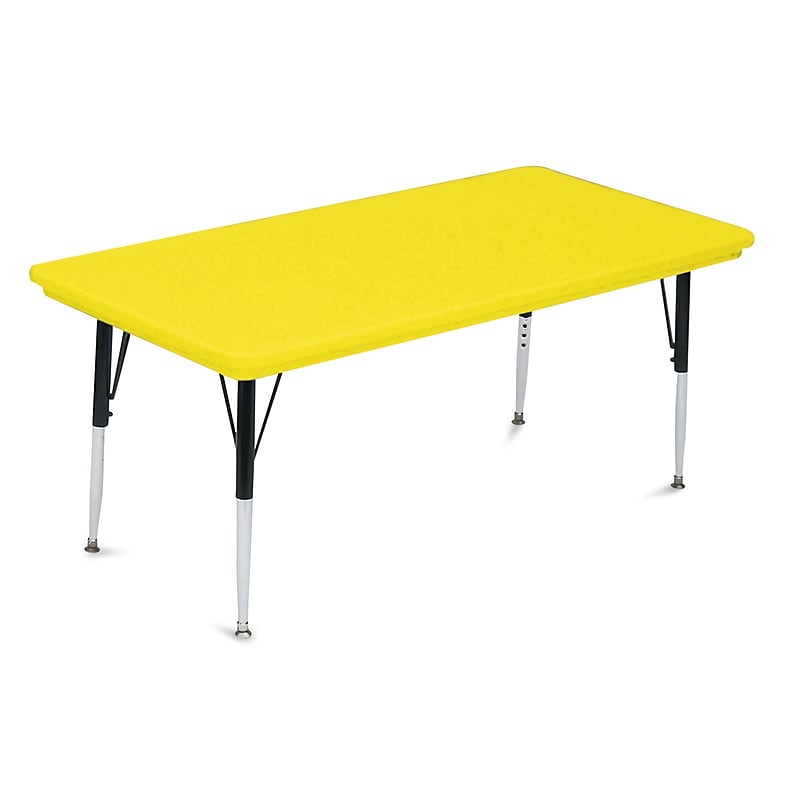 Correll Blow-Molded Plastic Top Rectangular Activity Table, 48" x 24", Yellow/Black (AR2448REC-28) image 1