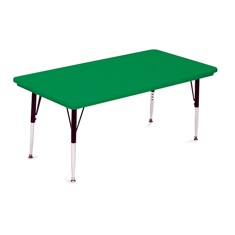 Correll Blow-Molded Plastic Top Rectangular Activity Table, 60" x 30", Green/Black (AR3060REC-29) image 1