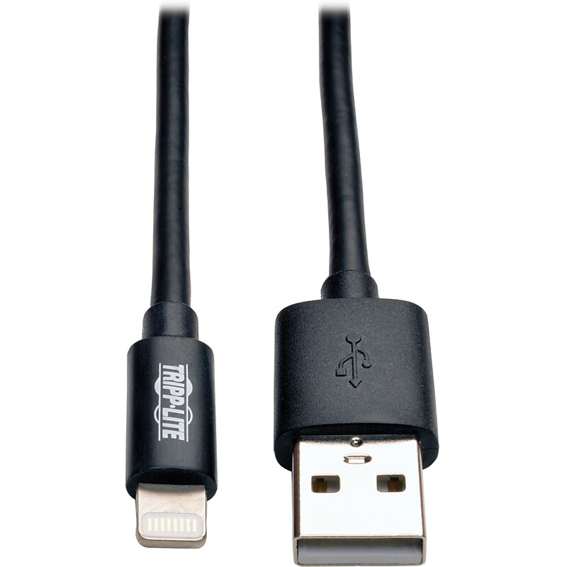 Tripp Lite USB Sync/Charge Cable with Lightning Connector for iPhones, 10 ft. (3M) Black, (M100-010-BK) image 1
