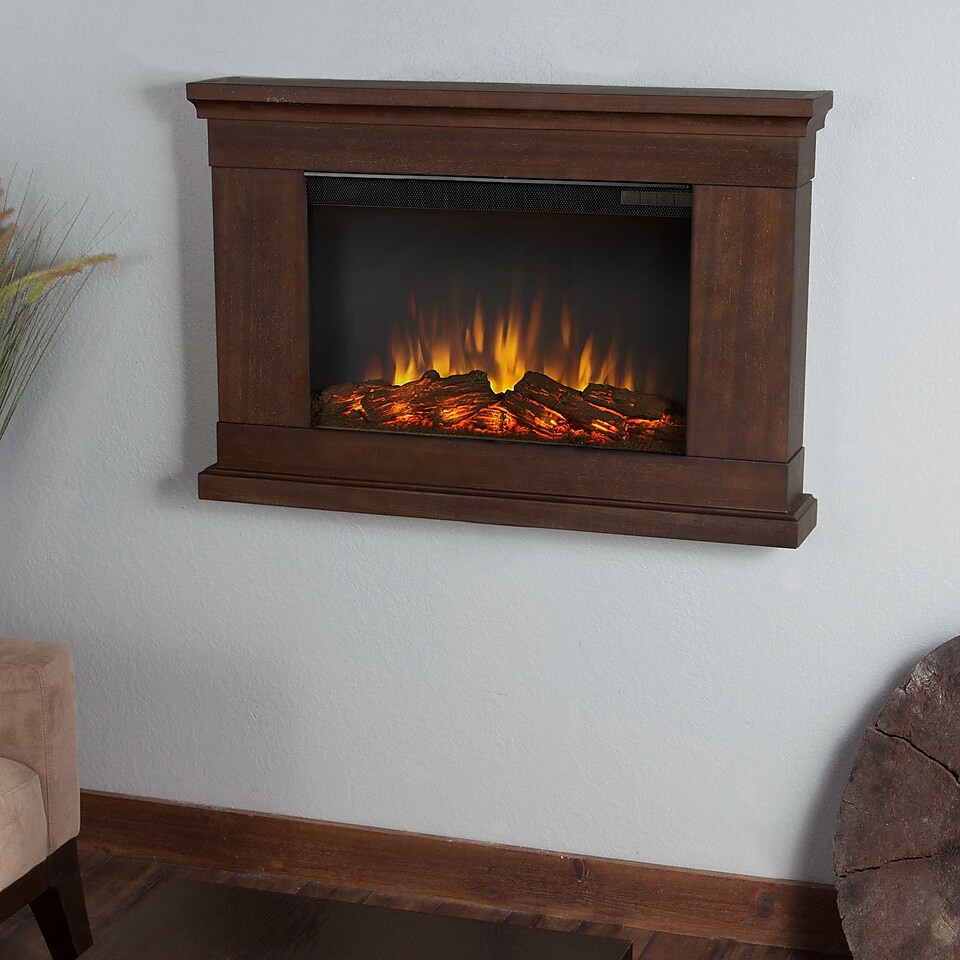 Real Flame Slim Jackson Wall Mounted Electric Fireplace; Vintage Black Maple
