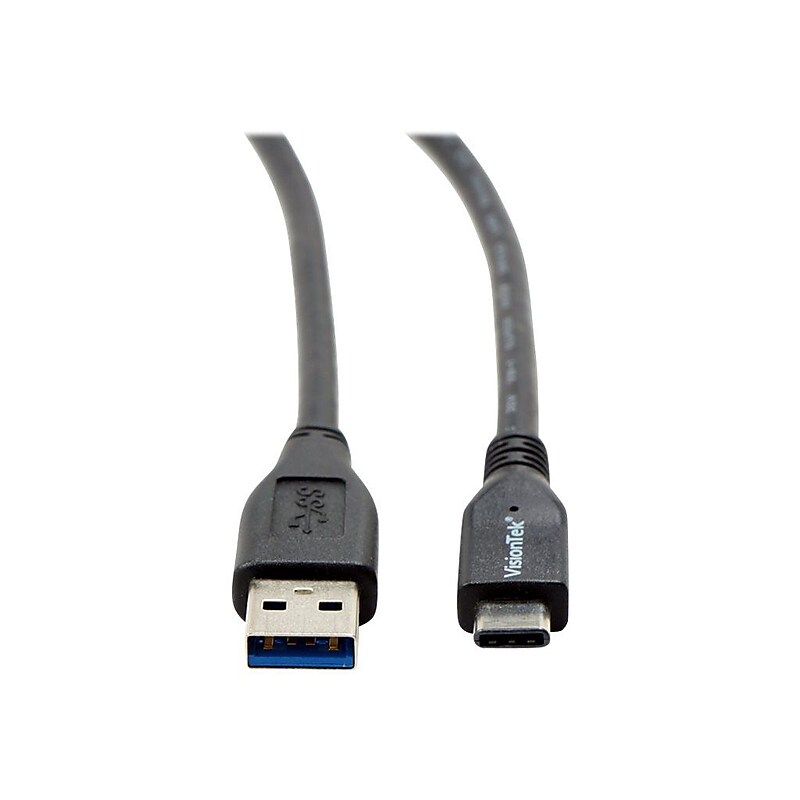 VisionTek® 900826 10 Gbps USB-A to USB-C Male to Male Data Transfer Cable, 1 m image 1