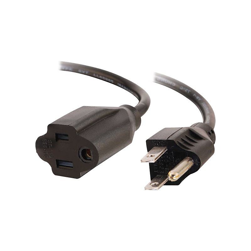 C2G 6ft 18 AWG Outlet Saver Power Extension Cord (NEMA 5-15P to NEMA 5-15R) Power Extension Cable 6 Ft image 1