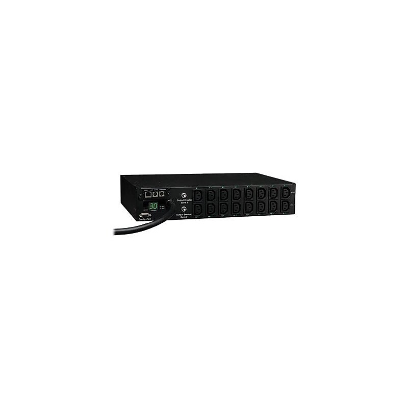 Tripp Lite Single-Phase 208/240 V Switched Power Distribution Unit, 16-Outlet, 2U Rack Mount, Black (PDUMH30HVNET) image 1
