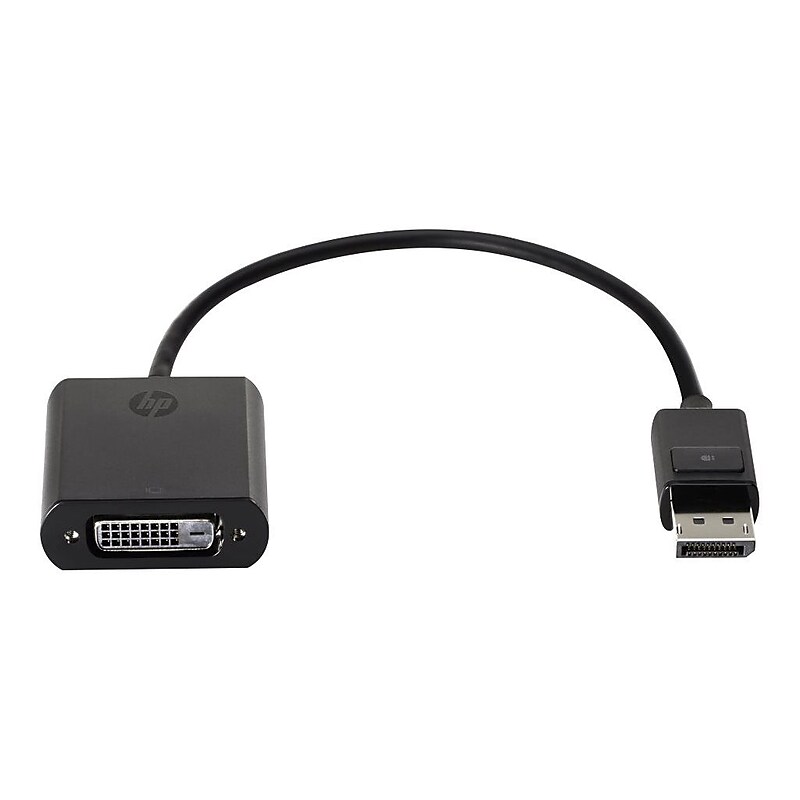 HP® F7W96AA DisplayPort to DVI Audio/Video Adapter, Black image 1
