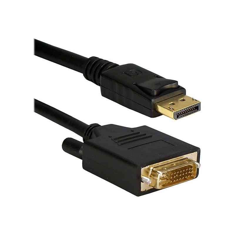 QVS® DisplayPort to DVI Male/Male Digital Video Cable, 6', Black (DPDVI-06) image 1