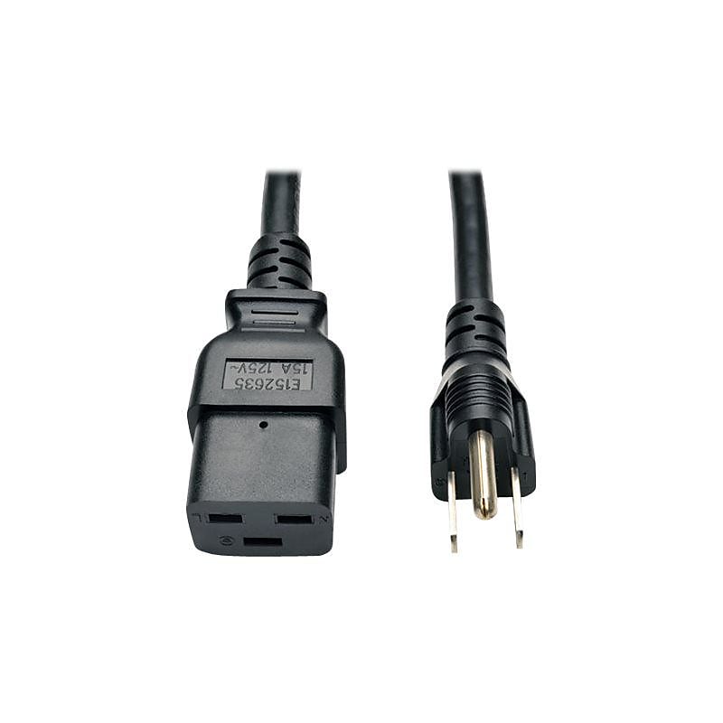 Tripp Lite 8' IEC320C19/NEMA 5-15P Female/Male Heavy-Duty Power Adapter Cord, Black (P034-008) image 1