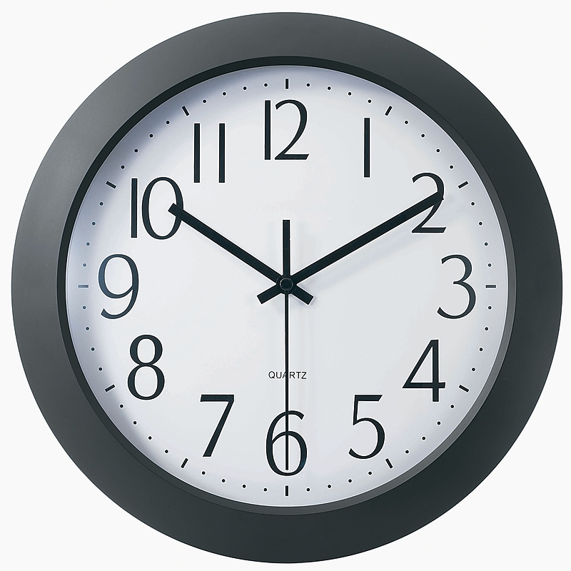 TEMPUS Flat-Panel Plastic Black Quartz Wall Clock, Plastic 12" (TC6008B) image 1