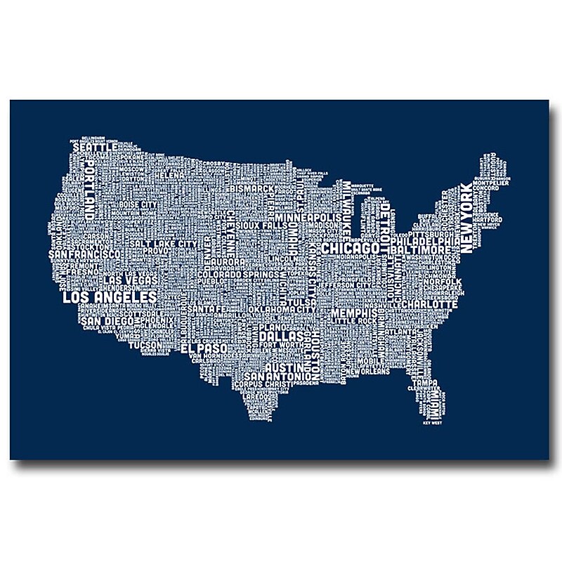 Trademark Fine Art Michael Tompsett 'US City Map V' Canvas Art 16x24 Inches image 1