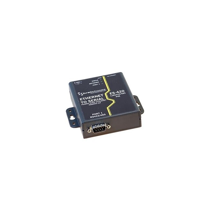 Brainboxes 1-Port RS-422/485 PoE Ethernet To Serial Device Server (ES-420) image 1