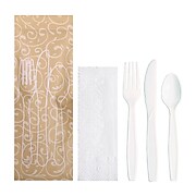 Hoffmaster Cutlery Pouch Vines Print; Napkin, Knife, Fork, Spoon (pack of 100)