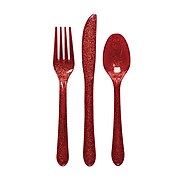 Hoffmaster Red Glitz Cutlery Combo; Forks, Knives, Spoons, (pack of 300)