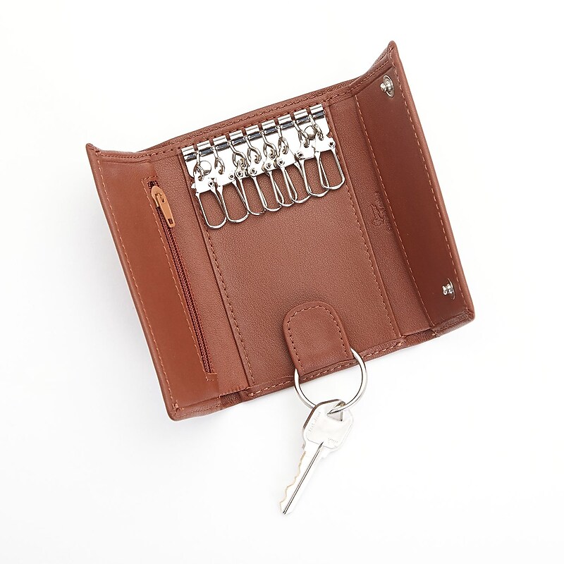 Royce Leather Trifold Key Case Organizer Wallet in Leather, Tan (612-TAN-5) image 1