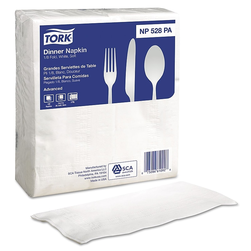 Tork® Advanced Soft Dinner Napkin , 2-Ply , White , 100/Pk , 28 Pack/Carton image 1