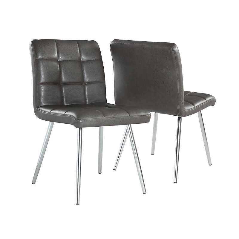 Monarch Specialties Inc. Contemporary Faux Leather Dining Chair, Gray, 2/Pack (I 1072) image 1