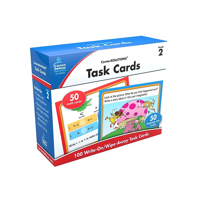 Carson-Dellosa™ CenterSolutions® Write-On/Wipe-Away Task Cards, Grade 2 image 1