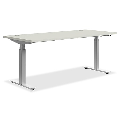 HON® Height Adjustable Worksurface TShaped Table Base, 2 Legs, Silver