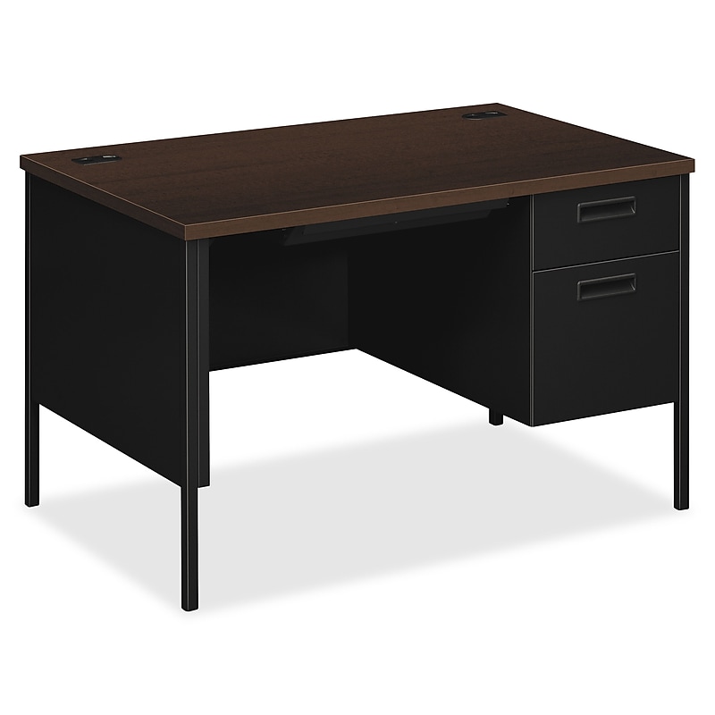 HON Metro Classic Series 48"W Right Pedestal Desk, Mocha/Black (HONP3251RMOP) image 1