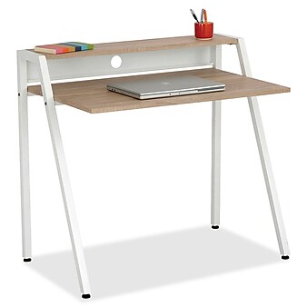 Safco Writing Desk 37 3/4'', White/Beech (1951WH)