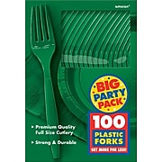 Amscan Big Party Pack Mid Weight Forks, Green, 3/Pack, 100 Per Pack (43600.03)