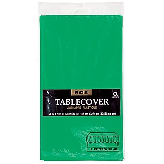 Amscan 54" x 108", Green Plastic Tablecover, 12/Pack (77015.03)