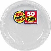 Amscan Big Party Pack 7" Silver Round Plastic Plates, 3/Pack, 50 Per Pack (630730.17)