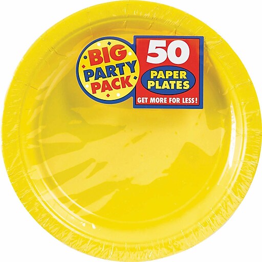 Shop Staples for Amscan Big Party Pack 9" Round Sunshine Yellow Paper