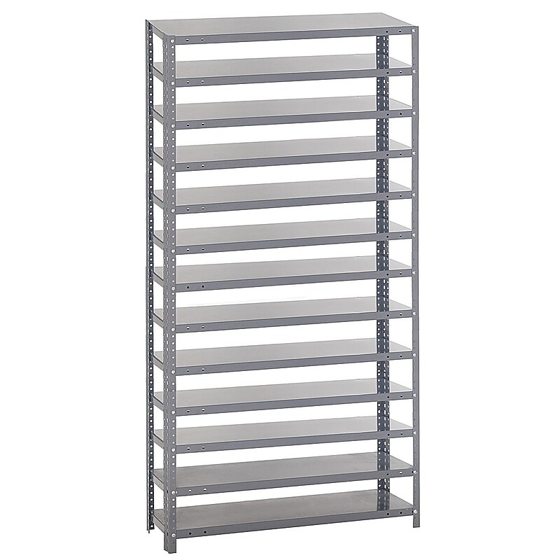 Quantum Storage Systems 13-Shelf Metal Shelving Unit, 75" x 36" x 12", Gray (1275-000) image 1