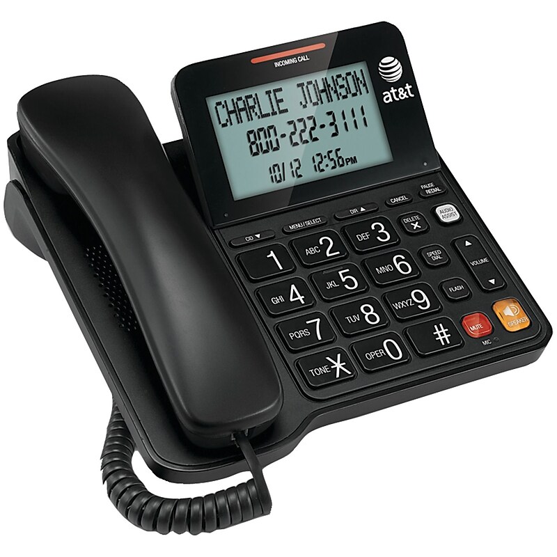 AT&T ATTCL2940 Single Line Corded Phone, Black image 1