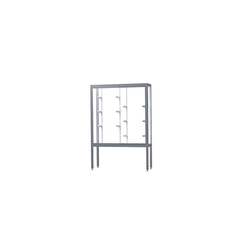 Ghent Challenger 48"W x 66"H x 16"D Floor Case, White Back, Satin Natural Finish, Aluminum Legs image 1