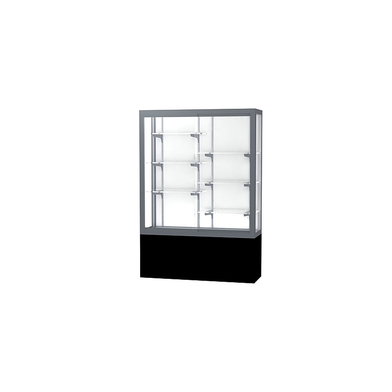 Ghent Challenger 48"W x 66"H x 16"D Floor Case, White Back, Satin Natural Fin, Black Laminate Base image 1