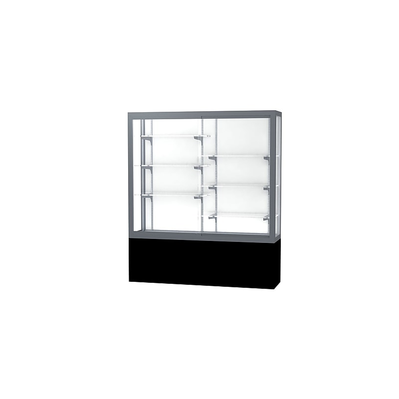 Ghent Challenger 60"W x 66"H x 16"D Floor Case, White Back, Satin Natural Fin, Black Laminate Base image 1
