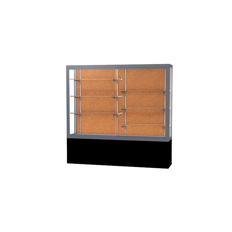 Ghent Challenger 72"W x 66"H x 16"D Floor Case, Cork Back, Satin Natural Fin, Black Laminate Base image 1
