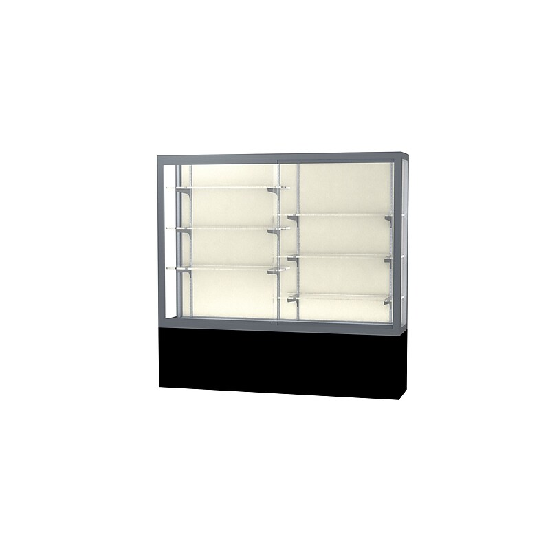 Ghent Challenger 72"W x 66"H x 16"D Floor Case, Plaque Back, Satin Natural Fin, Blk Laminate Base image 1