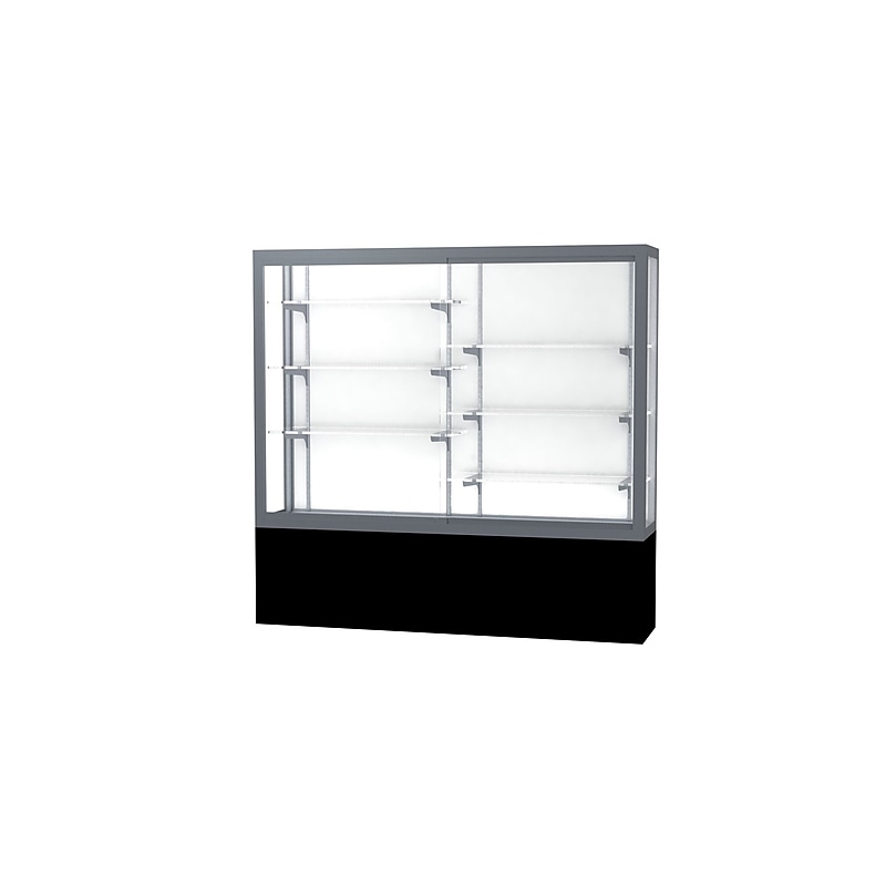 Ghent Challenger 72"W x 66"H x 16"D Floor Case, White Back, Satin Natural Fin, Black Laminate Base image 1