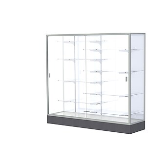 Waddell Colossus 72"W x 66"H x 20"D Floor Case, White Back, Satin Finish
